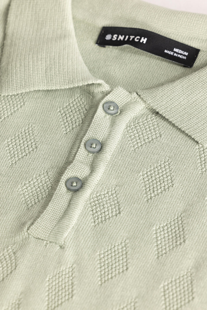 Light Green Knitted Polo T-Shirt