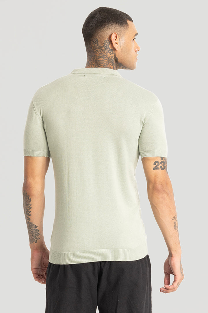 Light Green Knitted Polo T-Shirt