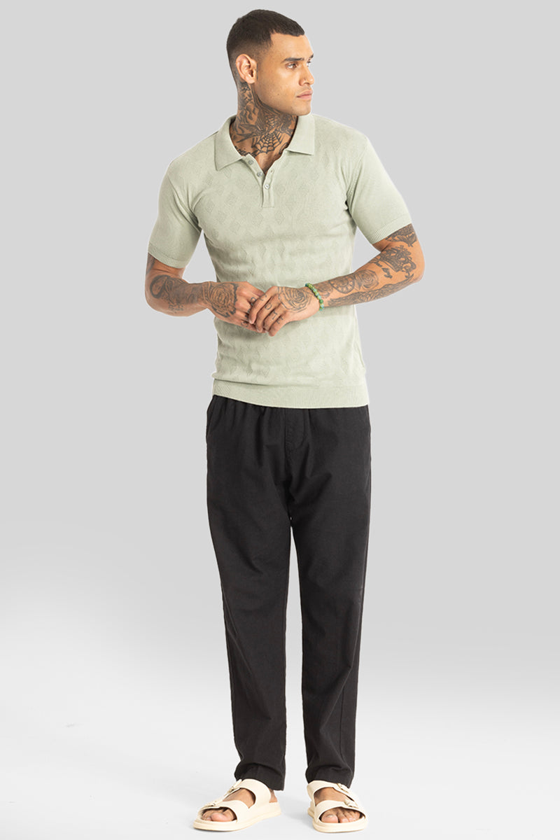 Light Green Knitted Polo T-Shirt