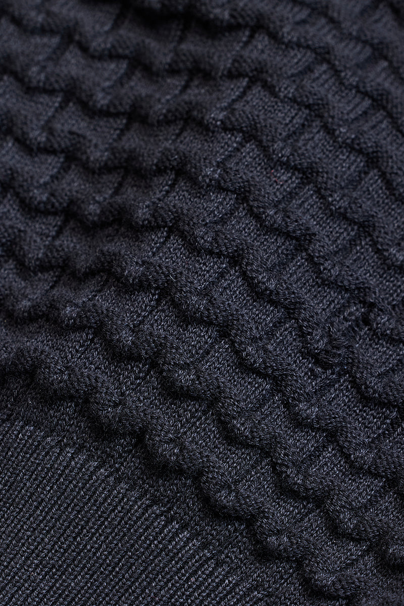 Black Zipper Knitted Polo T-Shirt