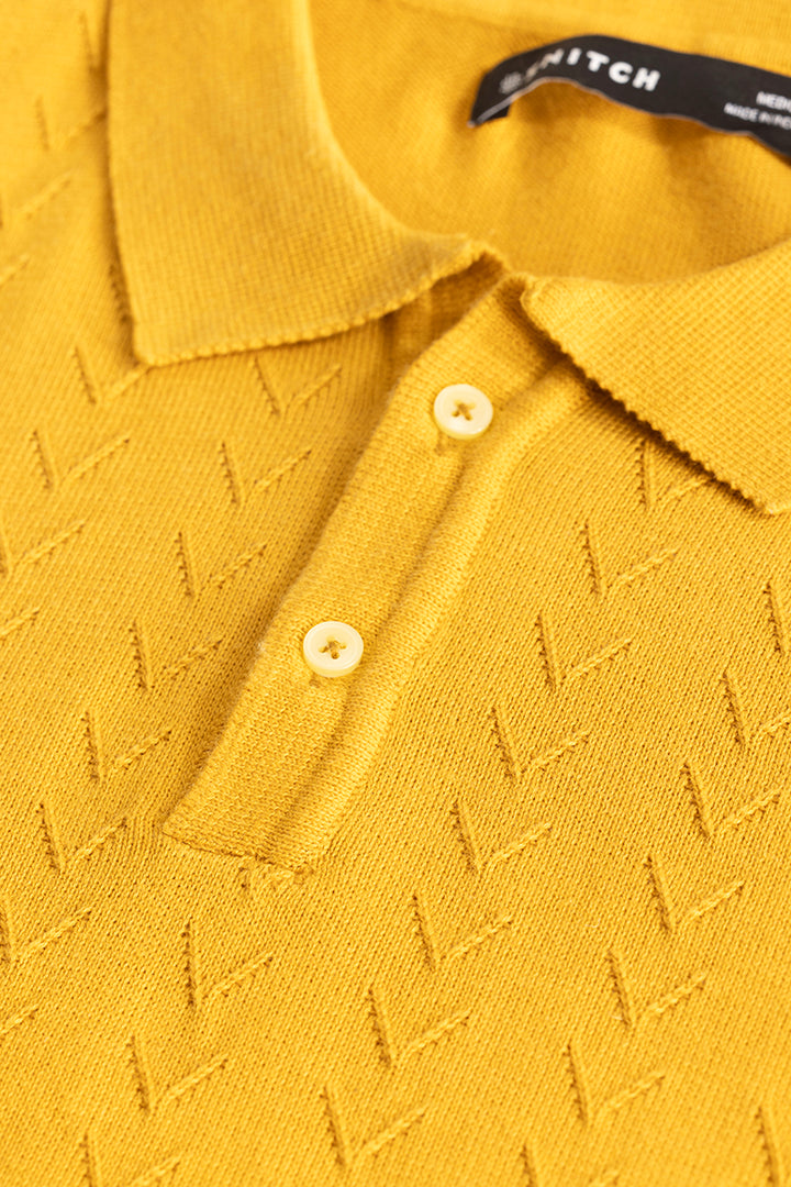 Yellow Knitted Polo T-Shirt