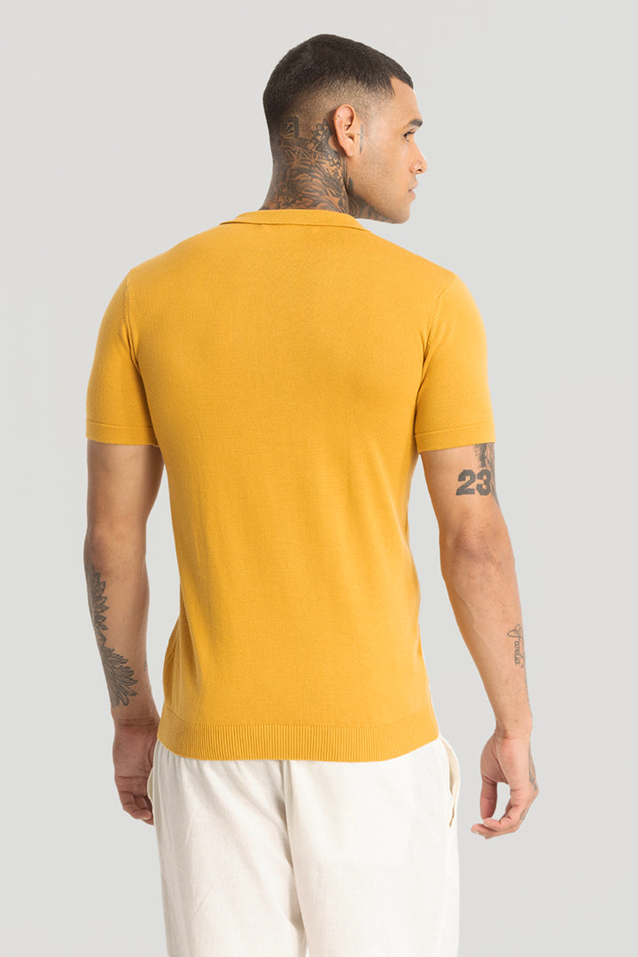 Yellow Knitted Polo T-Shirt