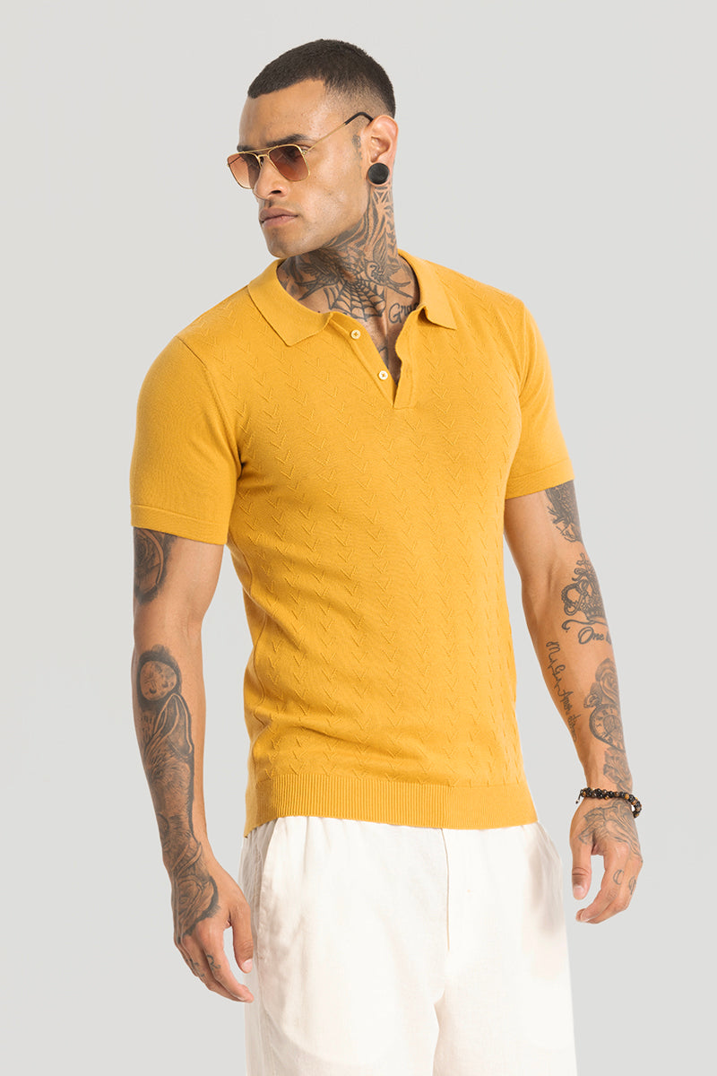 Yellow Knitted Polo T-Shirt