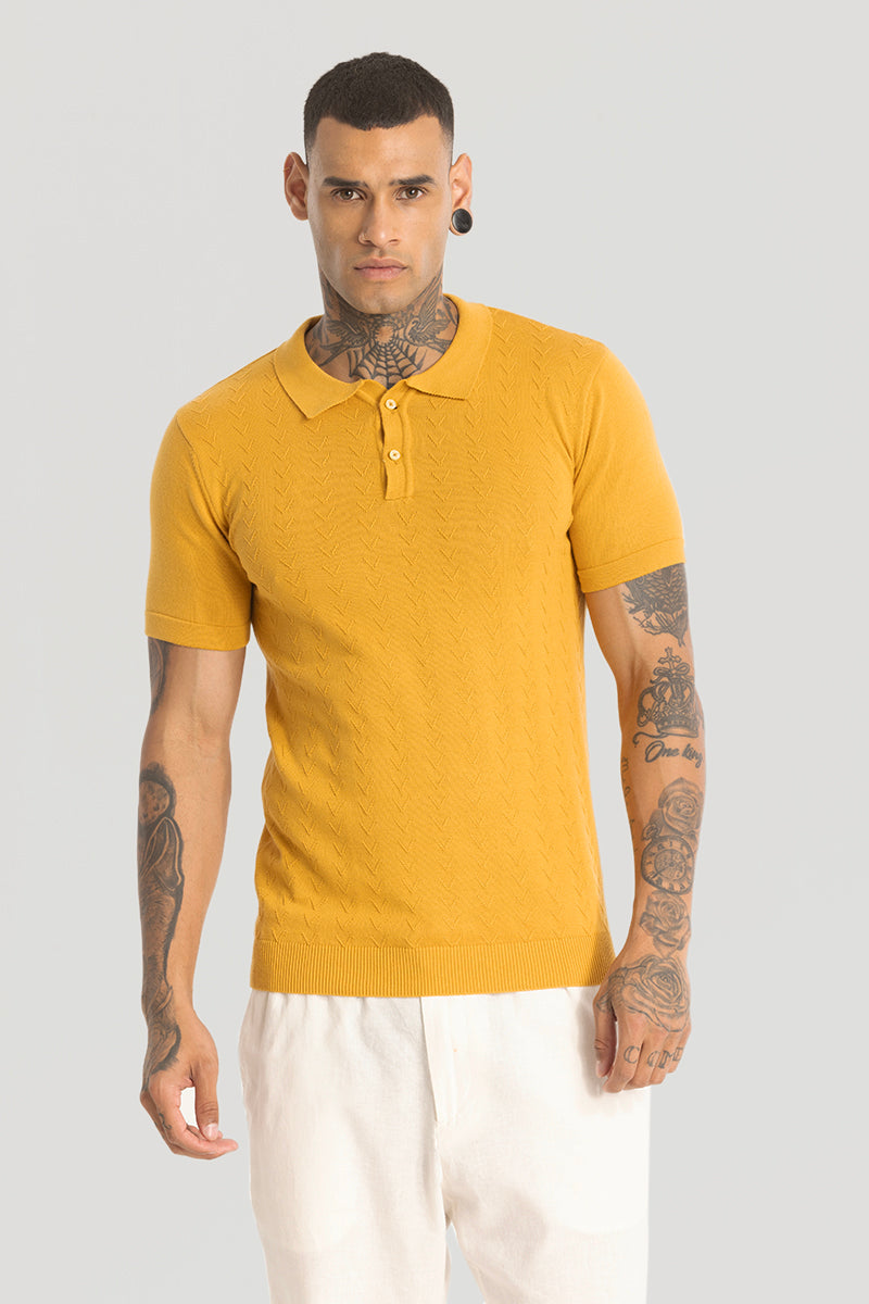 Yellow Knitted Polo T-Shirt