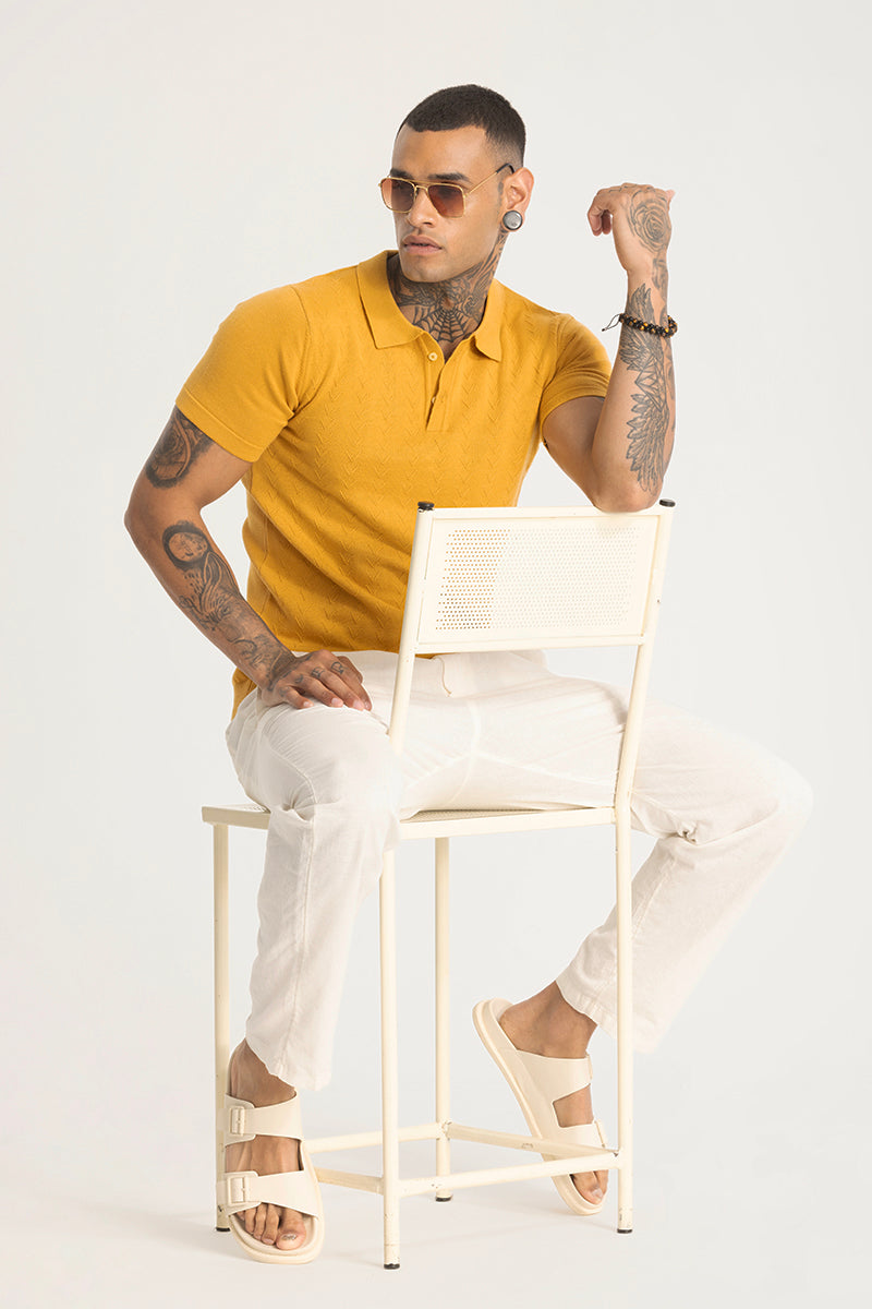 Yellow Knitted Polo T-Shirt