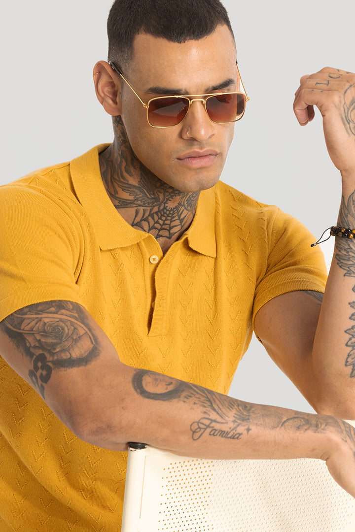 Yellow Knitted Polo T-Shirt