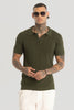 Olive Knitted Polo T-Shirt