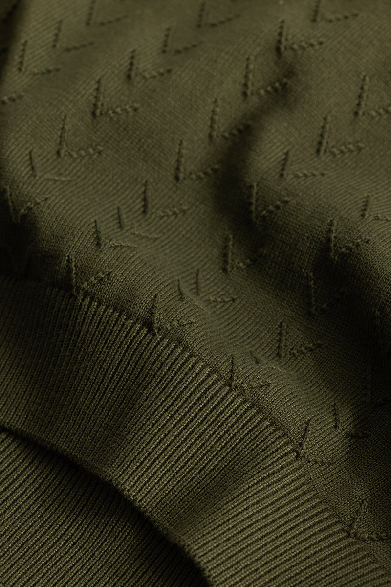 Olive Knitted Polo T-Shirt