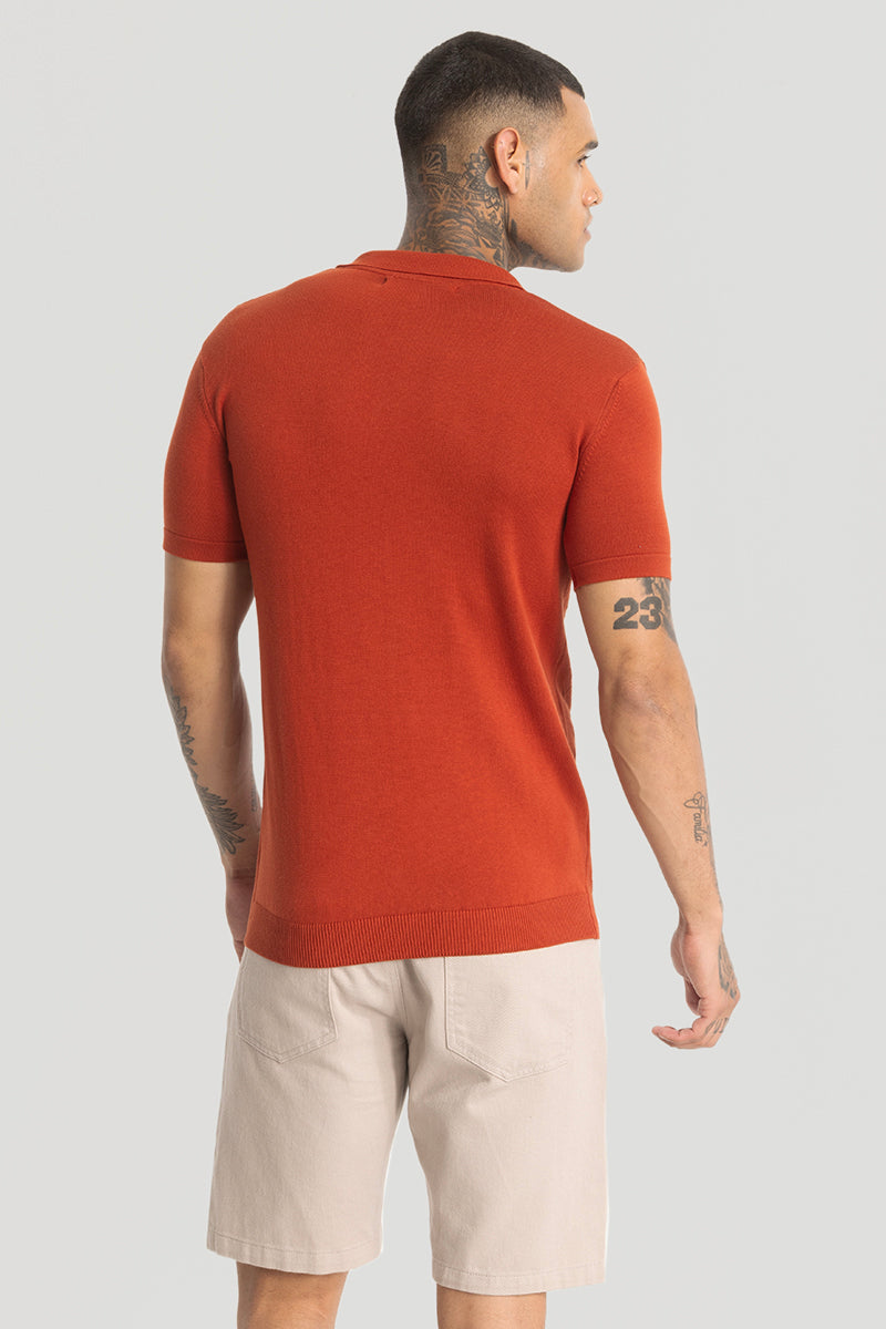 Red Knitted Polo T-Shirt