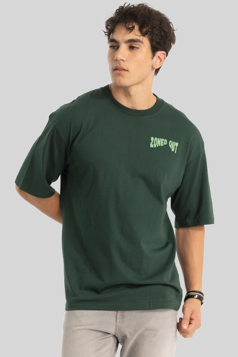 Zoned Out Dark Green Oversized T-Shirt