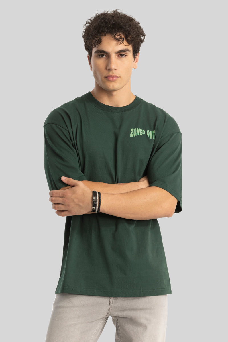 Zoned Out Dark Green Oversized T-Shirt