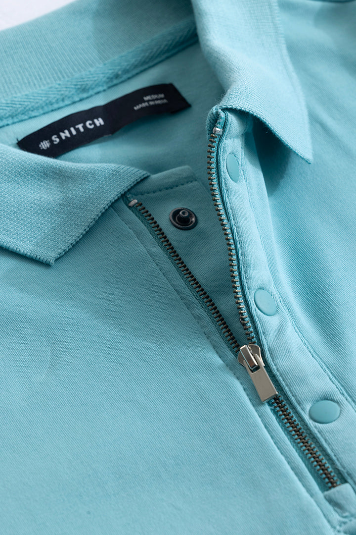 Manuela Light Blue Plain Polo T-Shirt