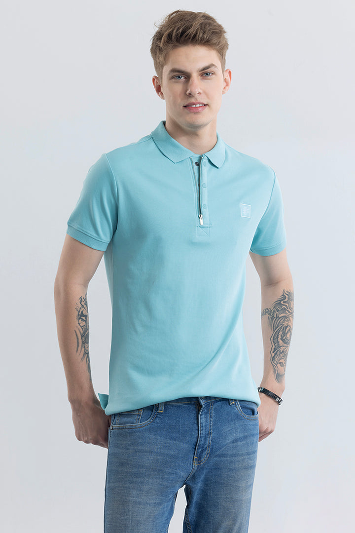 Manuela Light Blue Plain Polo T-Shirt