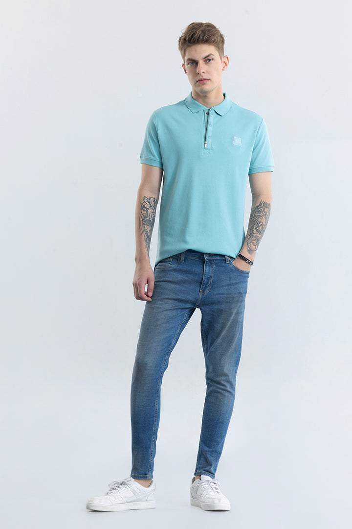 Manuela Light Blue Plain Polo T-Shirt