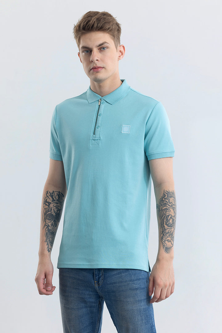 Manuela Light Blue Plain Polo T-Shirt