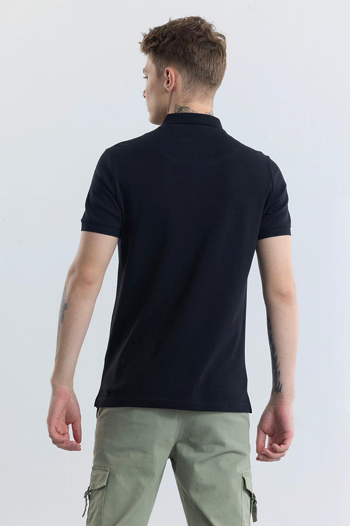 Manuela Black Plain Polo T-Shirt