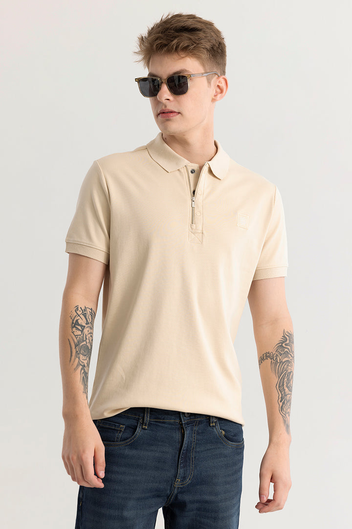 Manuela Plain Cream Polo T-Shirt