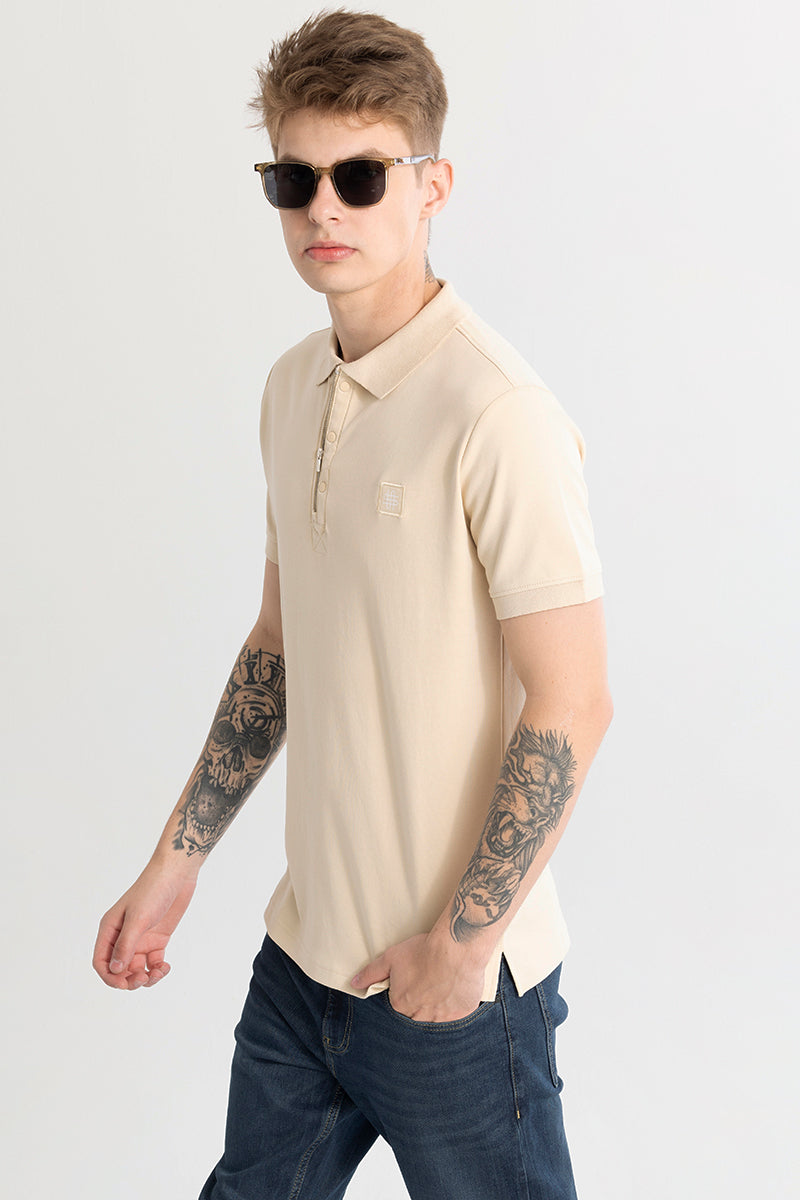 Manuela Plain Cream Polo T-Shirt