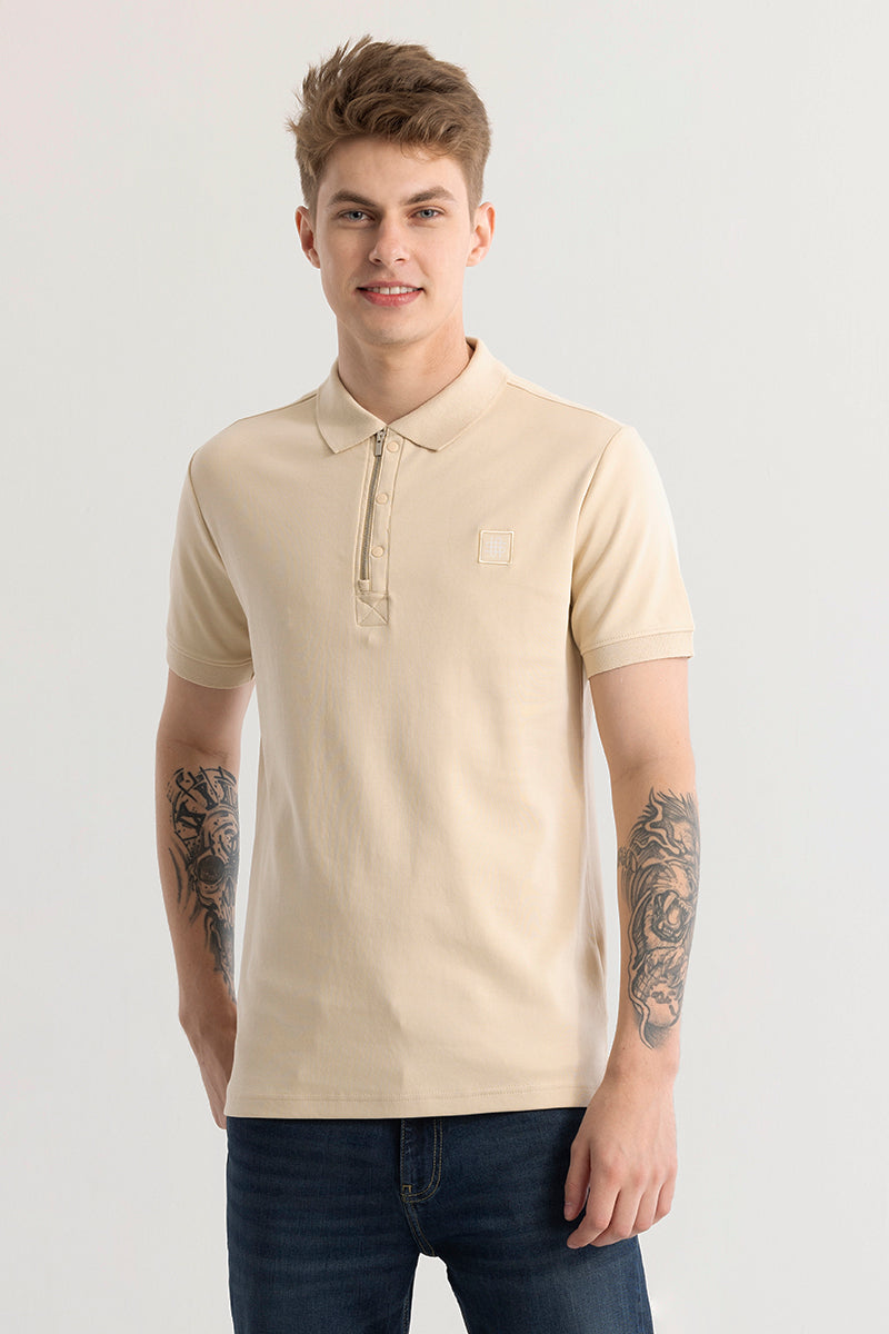 Manuela Plain Cream Polo T-Shirt