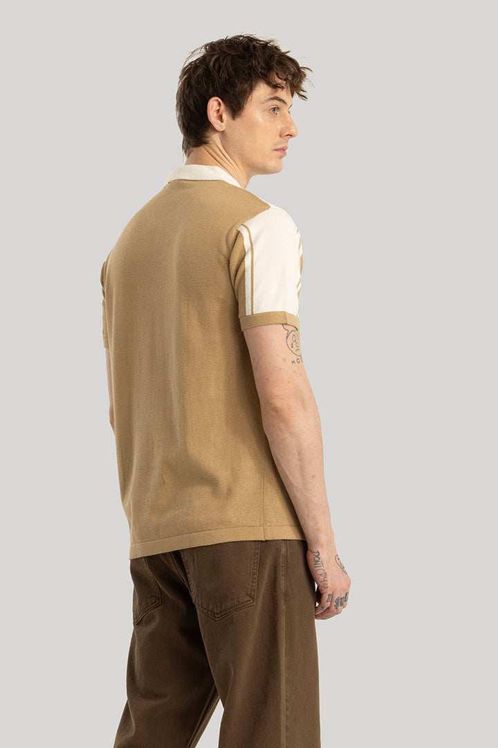 Niels Beige Knitted Polo T-Shirt