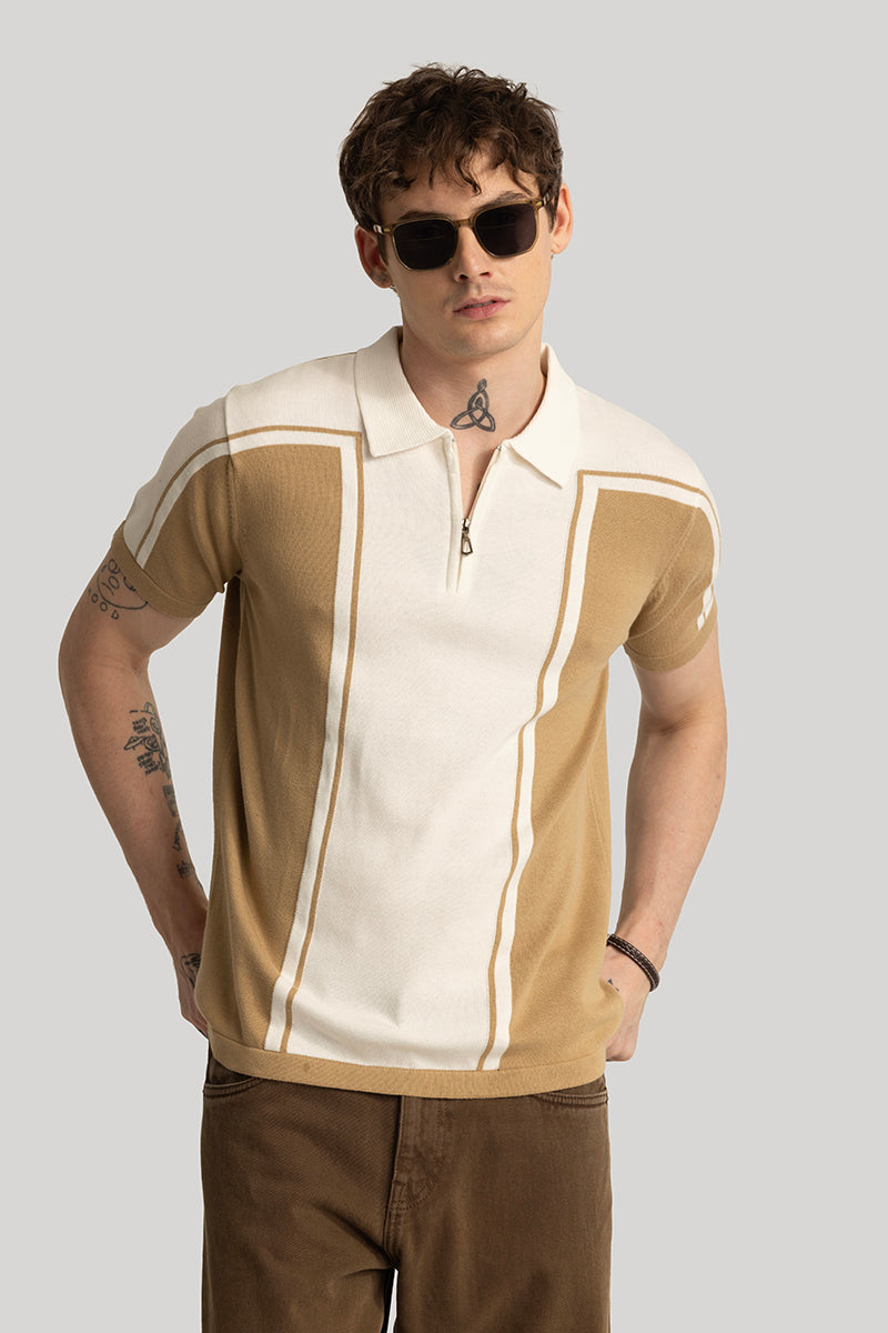 Niels Beige Knitted Polo T-Shirt