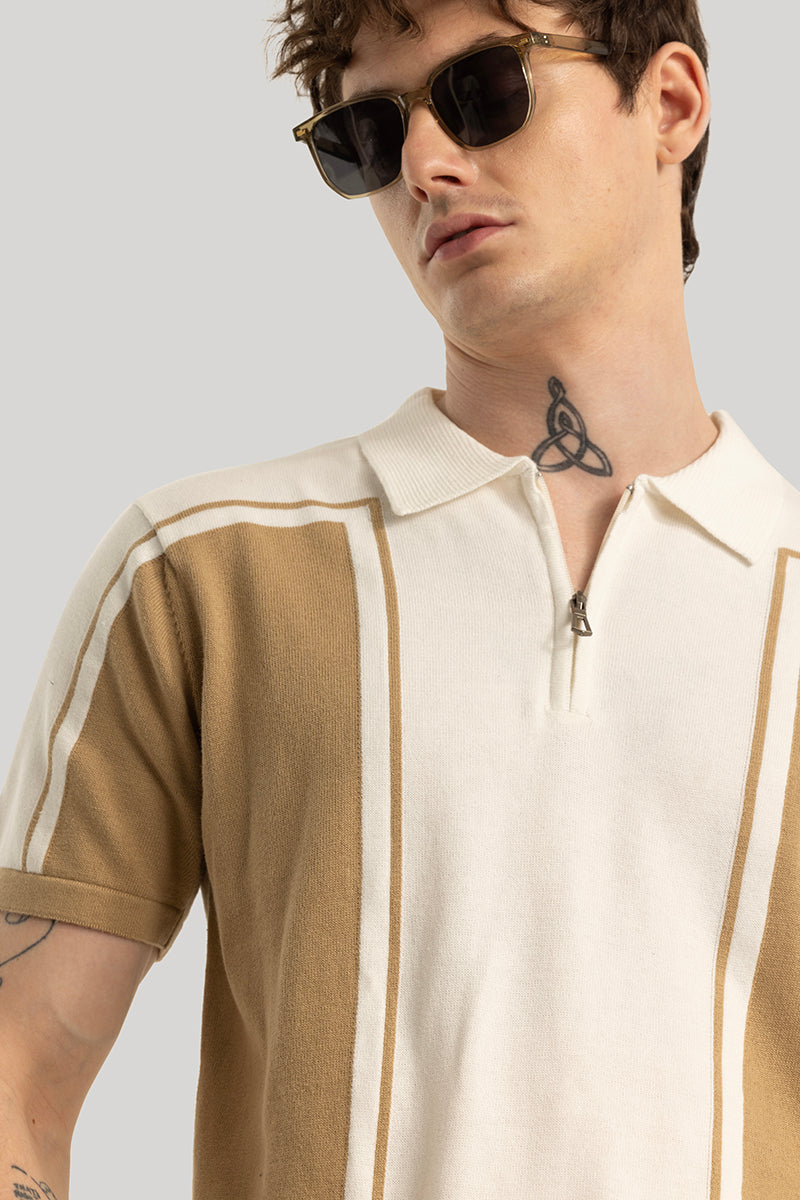 Niels Beige Knitted Polo T-Shirt