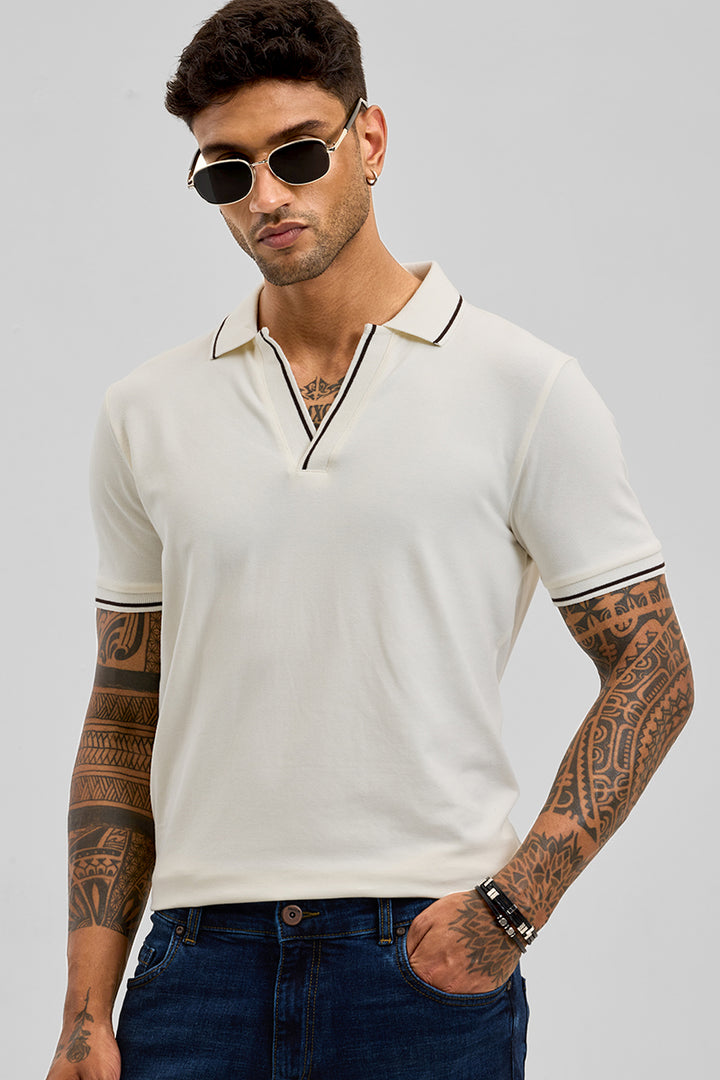 Off White Polo Slim Fit T-Shirt