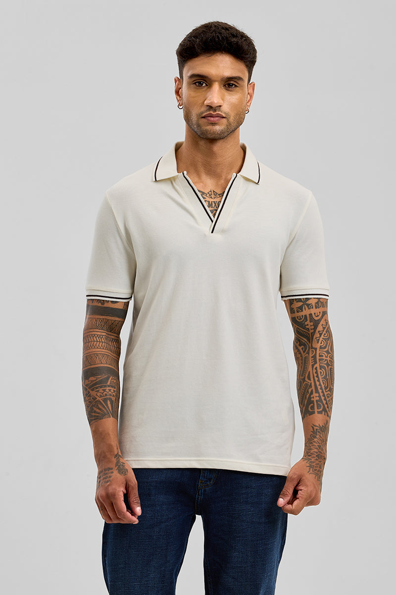 Off White Polo Slim Fit T-Shirt