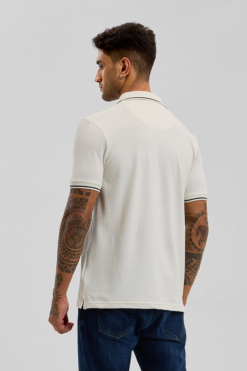 Off White Polo Slim Fit T-Shirt