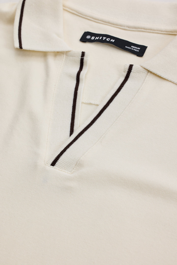 Off White Polo Slim Fit T-Shirt