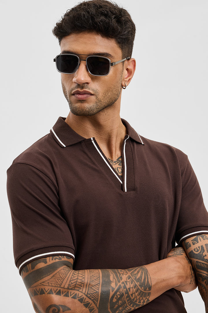 Dark Brown Polo Slim Fit T-Shirt