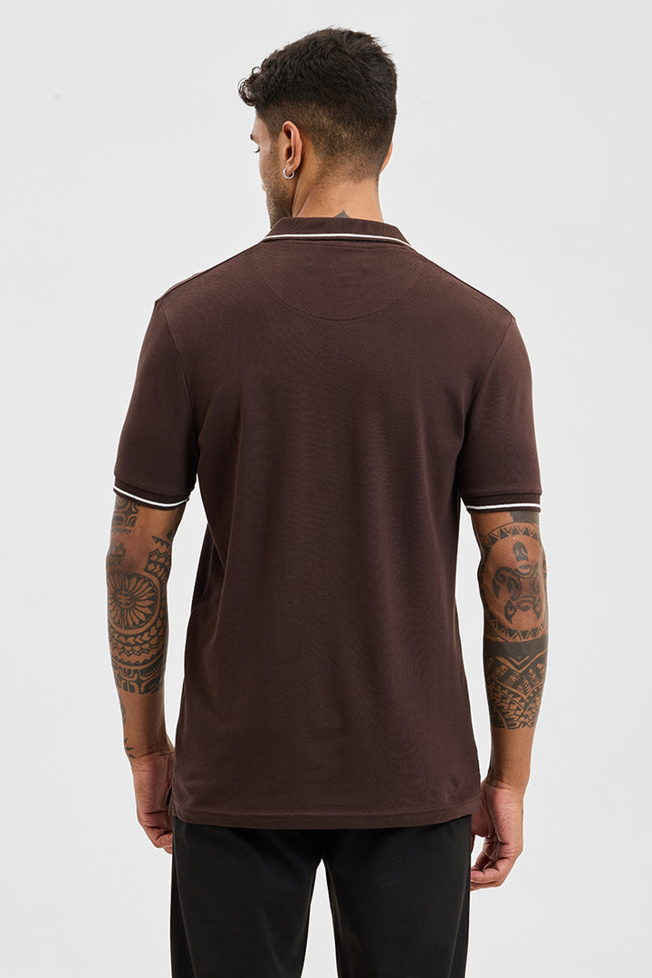 Dark Brown Polo Slim Fit T-Shirt