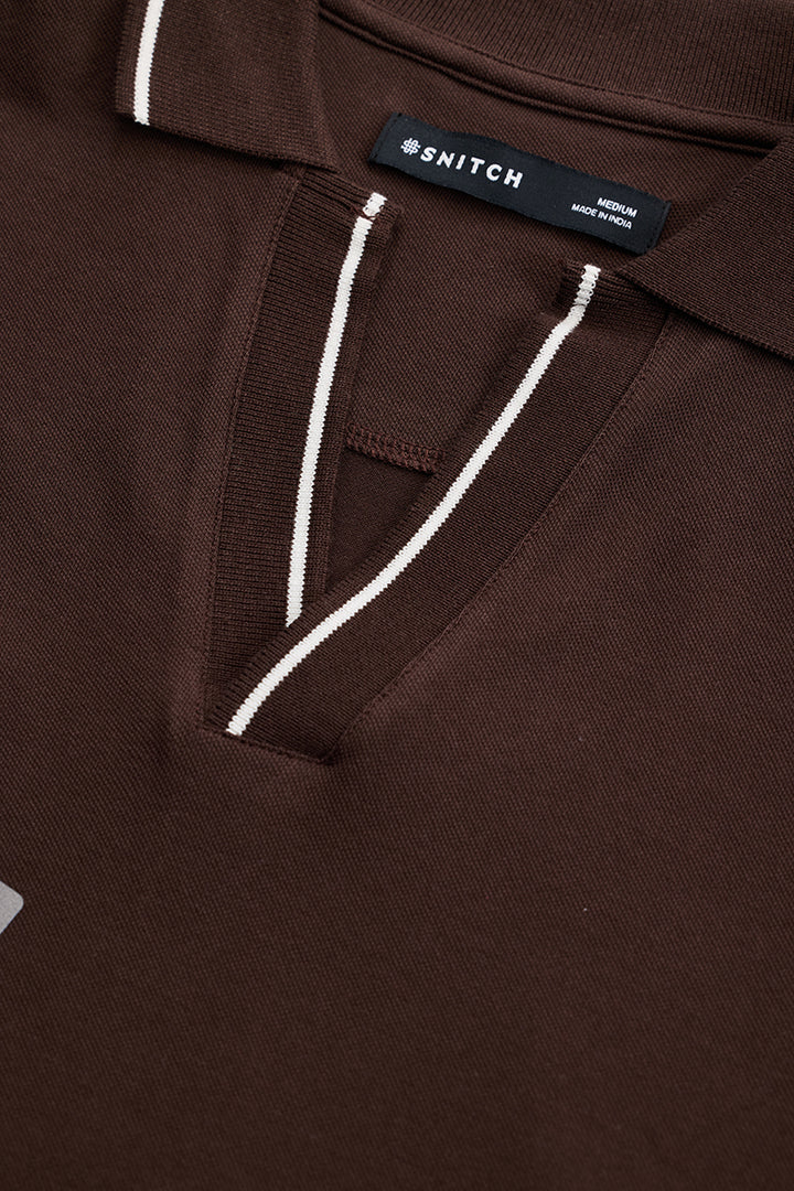 Dark Brown Polo Slim Fit T-Shirt