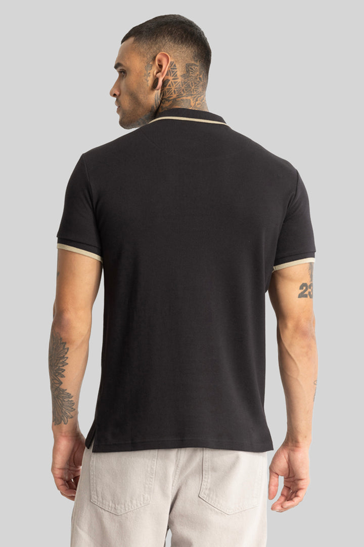 Black Zipper Polo T-Shirt