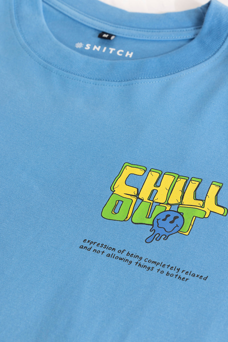 Chill Out Blue Oversized T-Shirt