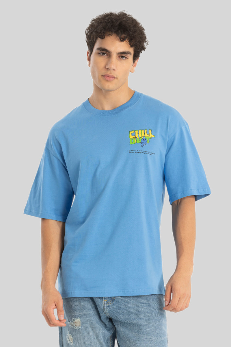 Chill Out Blue Oversized T-Shirt