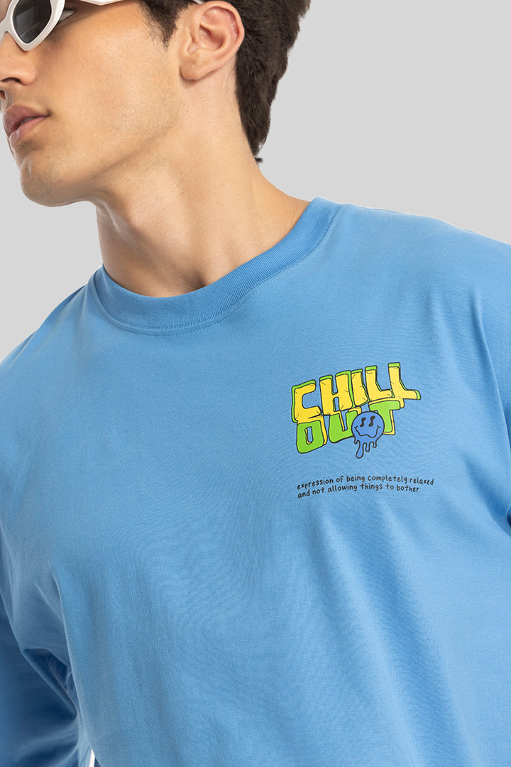 Chill Out Blue Oversized T-Shirt