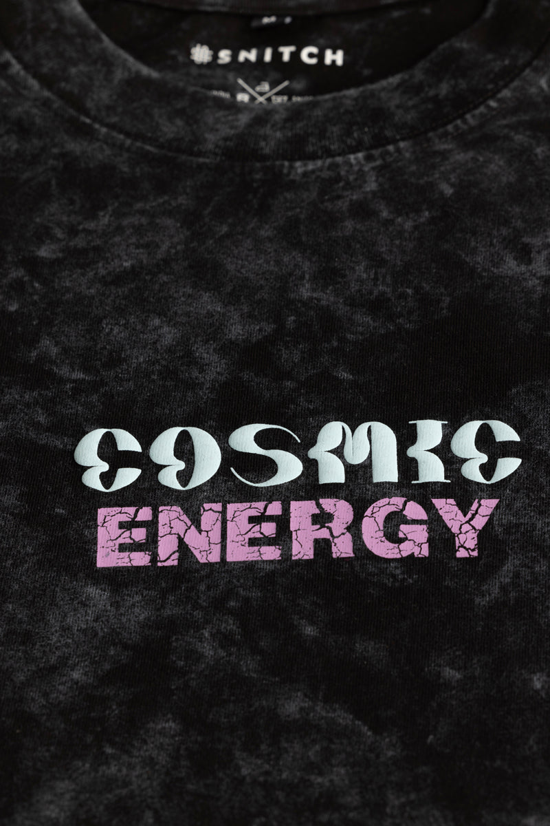 Cosmic Energy Black Oversized T-Shirt