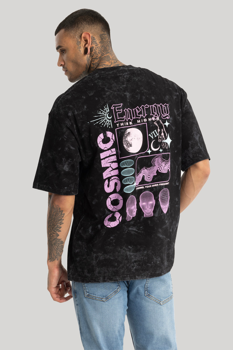 Cosmic Energy Black Oversized T-Shirt