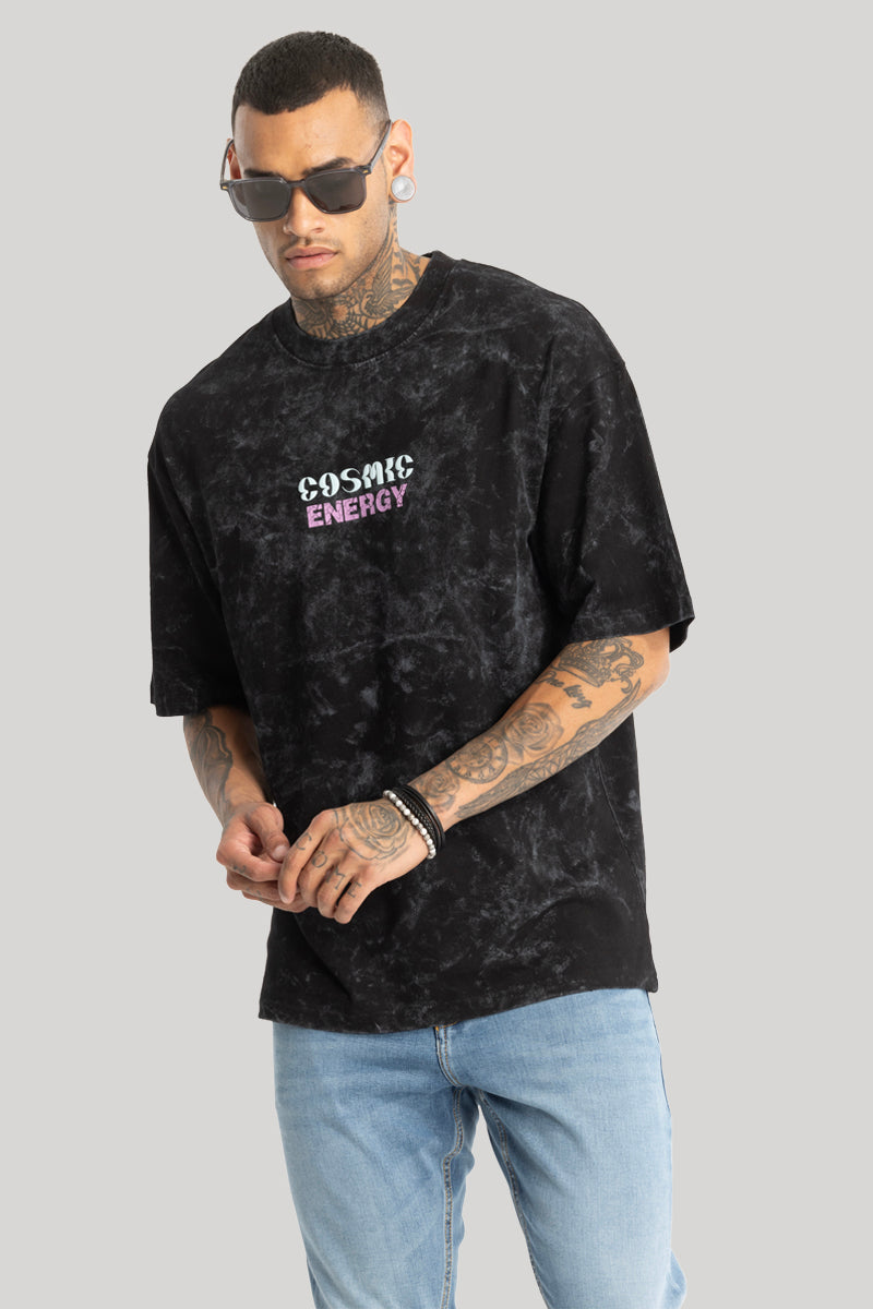 Cosmic Energy Black Oversized T-Shirt