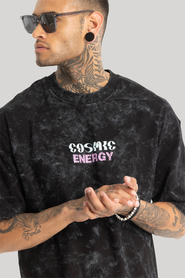 Cosmic Energy Black Oversized T-Shirt