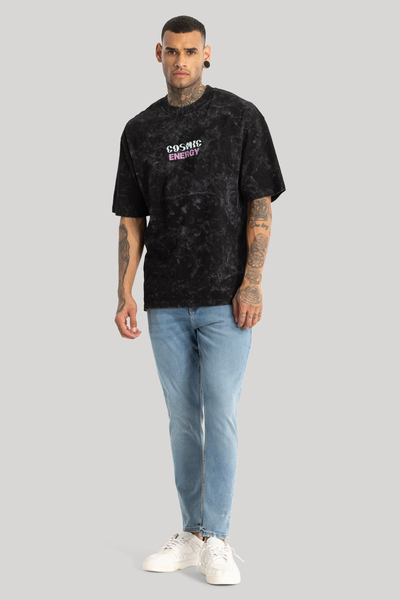 Cosmic Energy Black Oversized T-Shirt