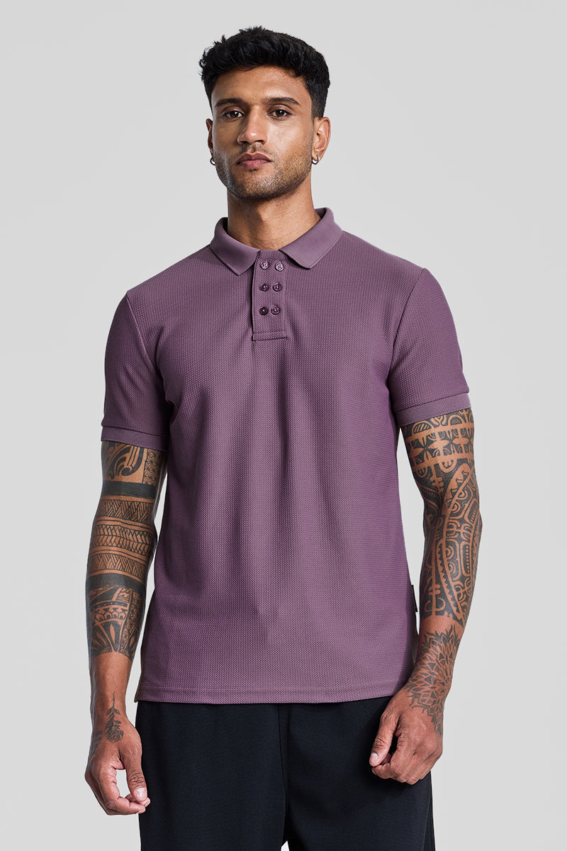 Lavender Textured Polo T-Shirt