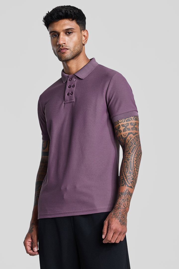 Lavender Textured Polo T-Shirt