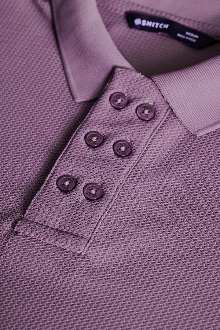 Lavender Textured Polo T-Shirt