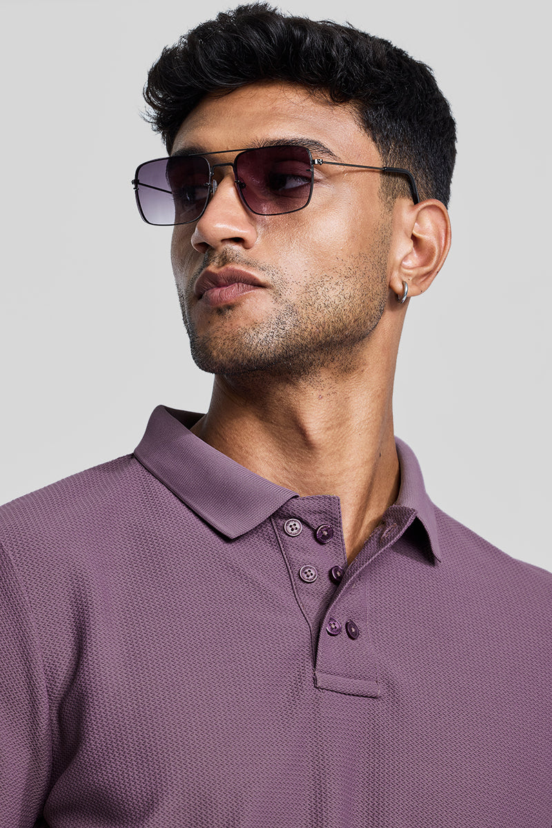 Lavender Textured Polo T-Shirt