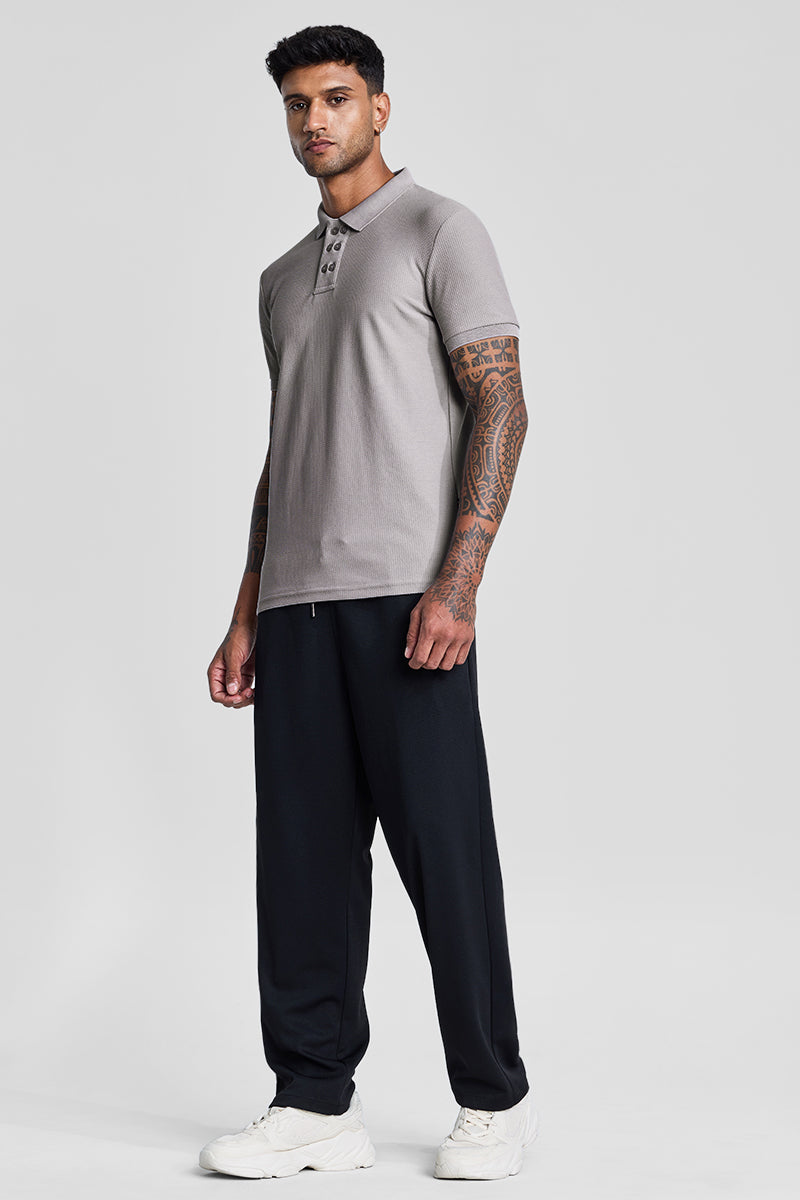 Light Grey Textured Polo T-Shirt