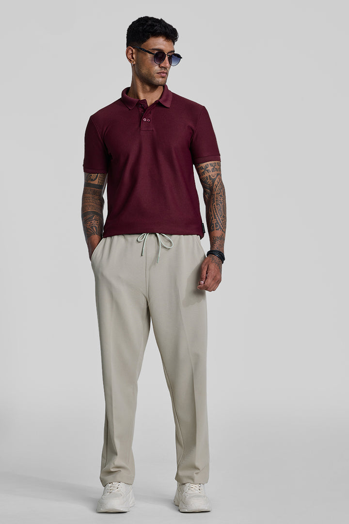 Maroon Textured Polo T-Shirt