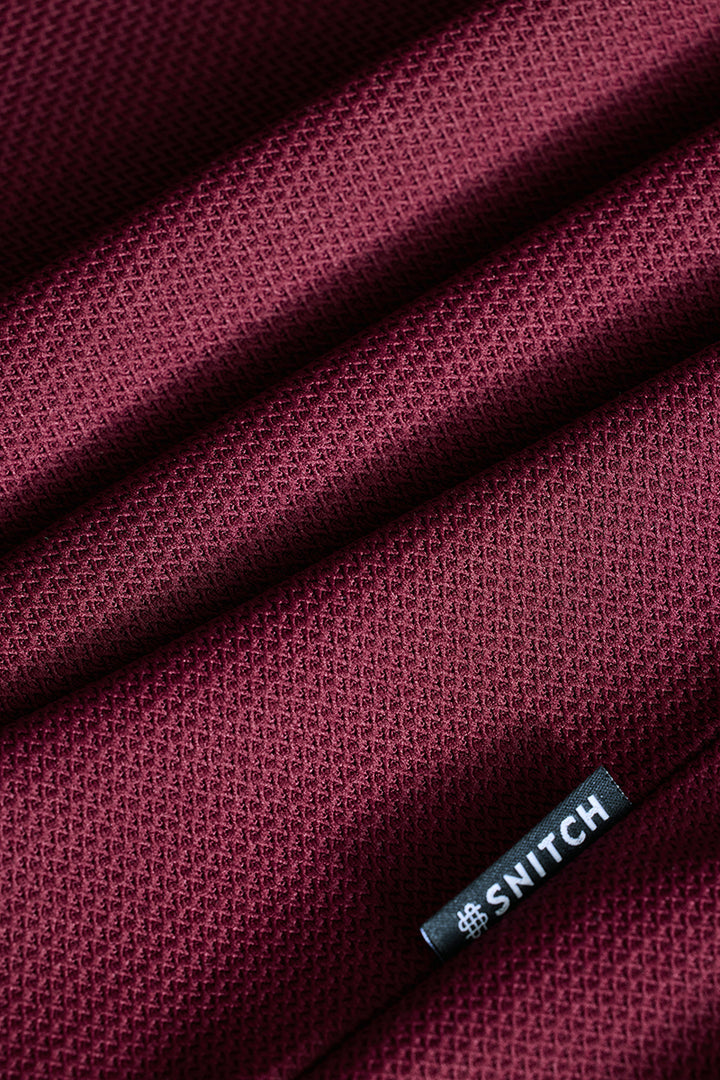 Maroon Textured Polo T-Shirt