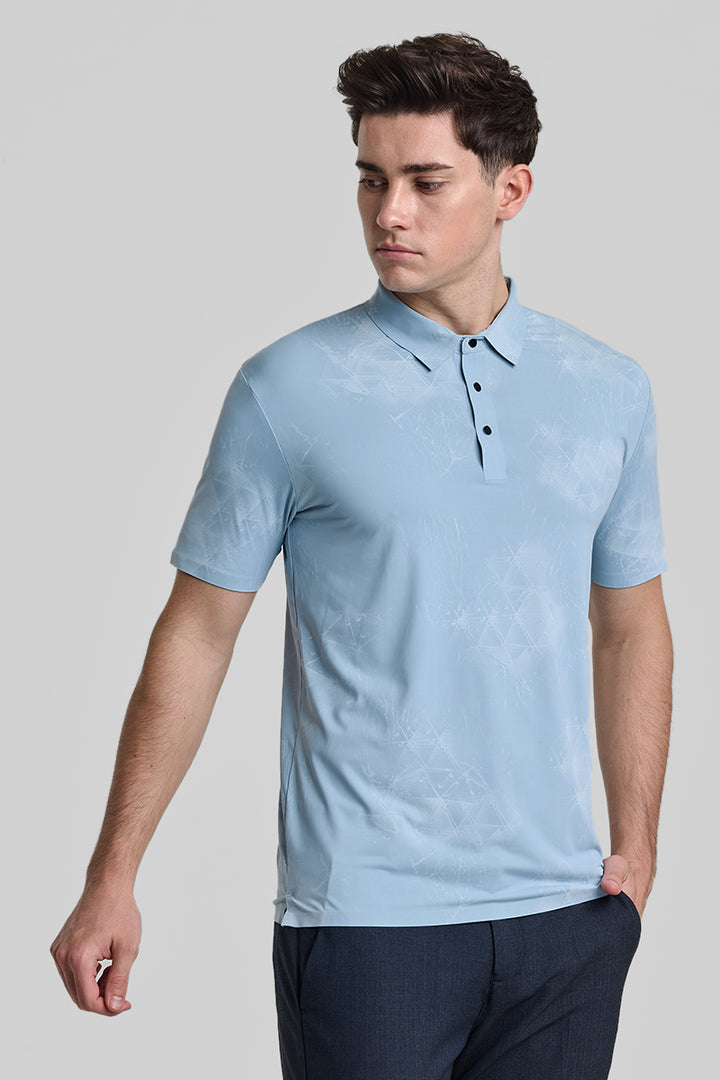 Sky Blue Stitchless Polo T-Shirt